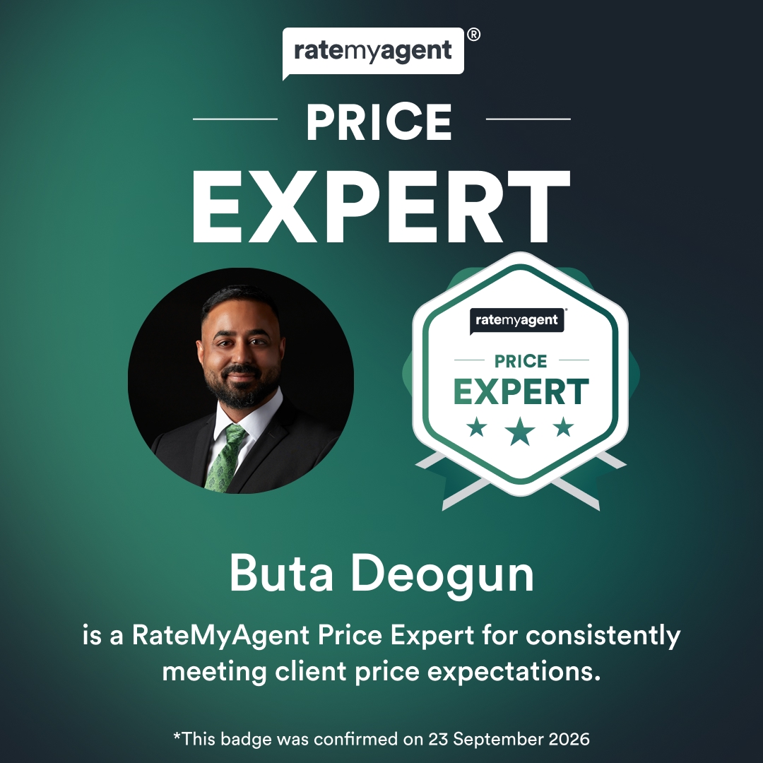 Buta Deogun: RateMyAgent Price Expert for consistently meeting client price expectations. Confirmed 23 September 2026.