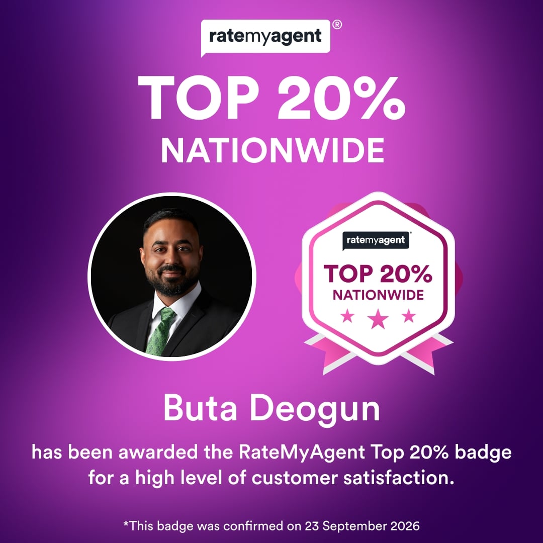 Buta Deogun: RateMyAgent Top 20% Nationwide badge for a high level of customer satisfaction. Confirmed 23 September 2026.